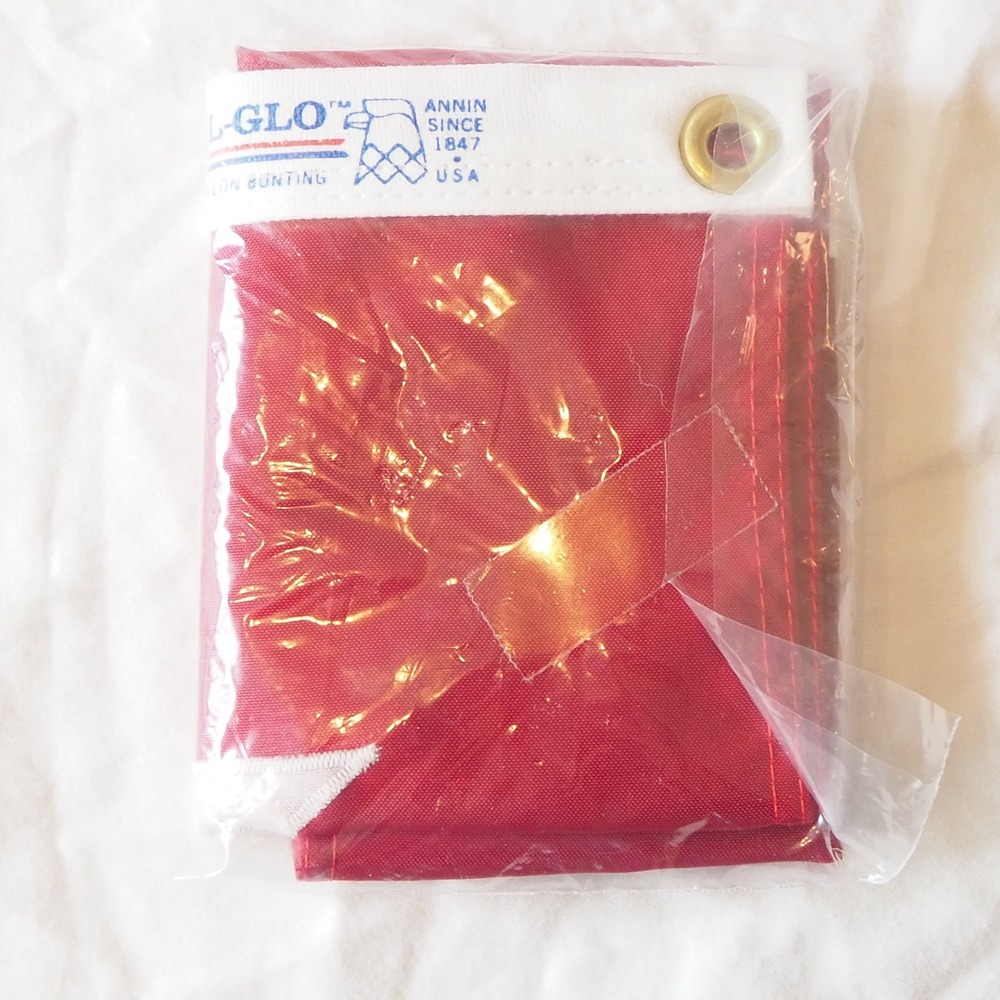 Vintage US Power Squadron NYL-GLO Flag 12" x 18" Marine Nautical Trident Red